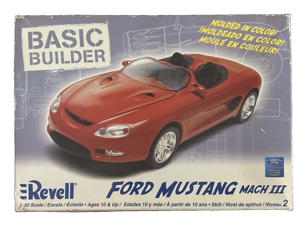 Revell 1/25 Scale Basic Builder 1994 Ford Mustang Mach III New In Open Box!
